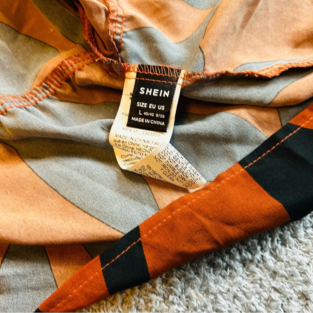 SHEIN Orange and Black Leaf Maxi Dress size large - Picture 4 of 7
